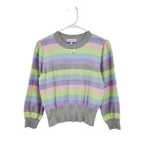 Michael Stars Women's 100% Cotton Stripes Crewneck Pastel Rainbow Sweater - S